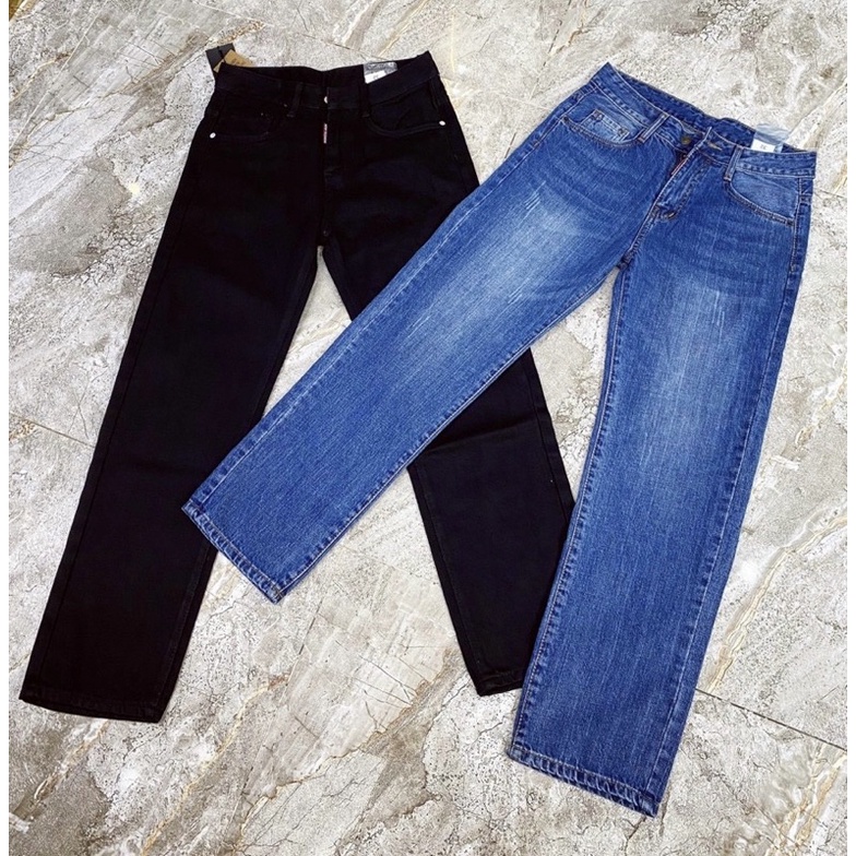 Quần jean nam dáng xuông có hoạ tiết phối mầu, Quần xuông thời trang nam đơn giản dễ phối btshop từ 45 đến 75 kg