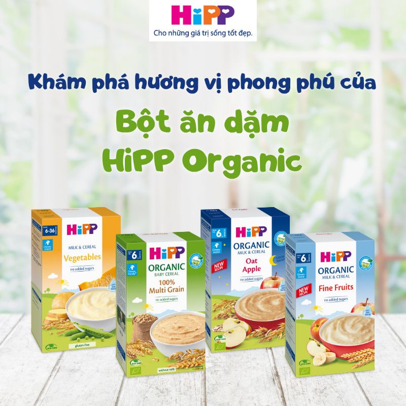 Bột ăn dặm dinh dưỡng HiPP Organic hộp 250g nhiều vị