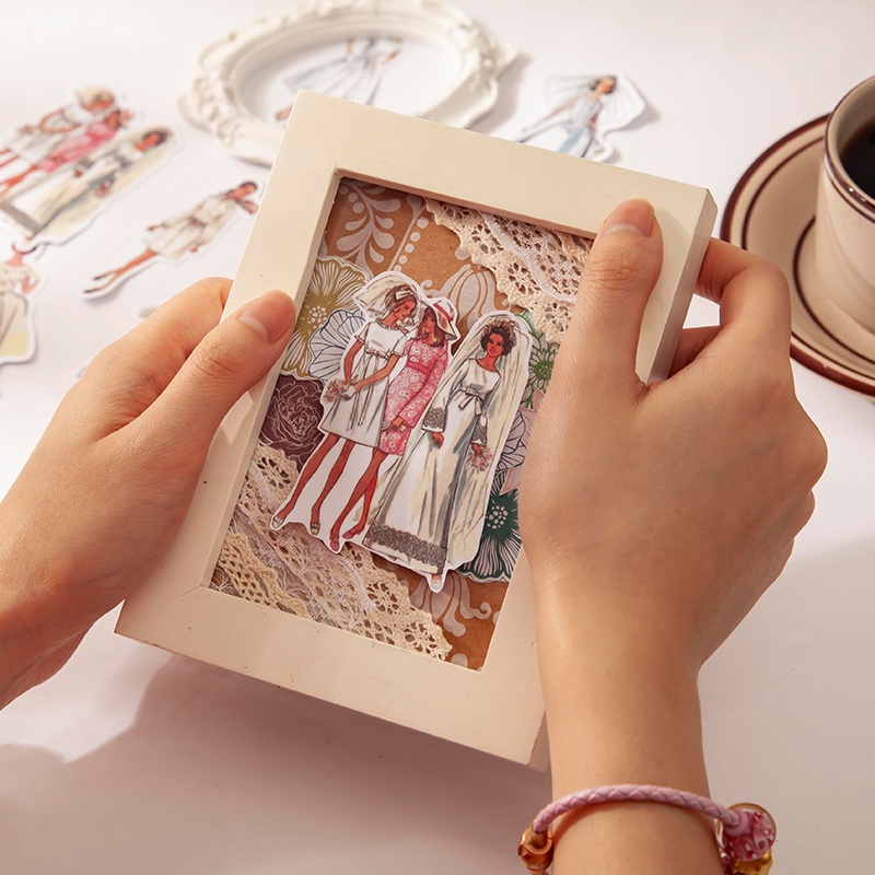 Bộ 40 Miếng Dán Trang Trí Sổ Tay/ Album Ảnh Kiểu Vintage Thời Trang DIY