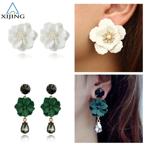 Bông tai phối mặt hình hoa 3D phong cách boho thời trang cho nữ