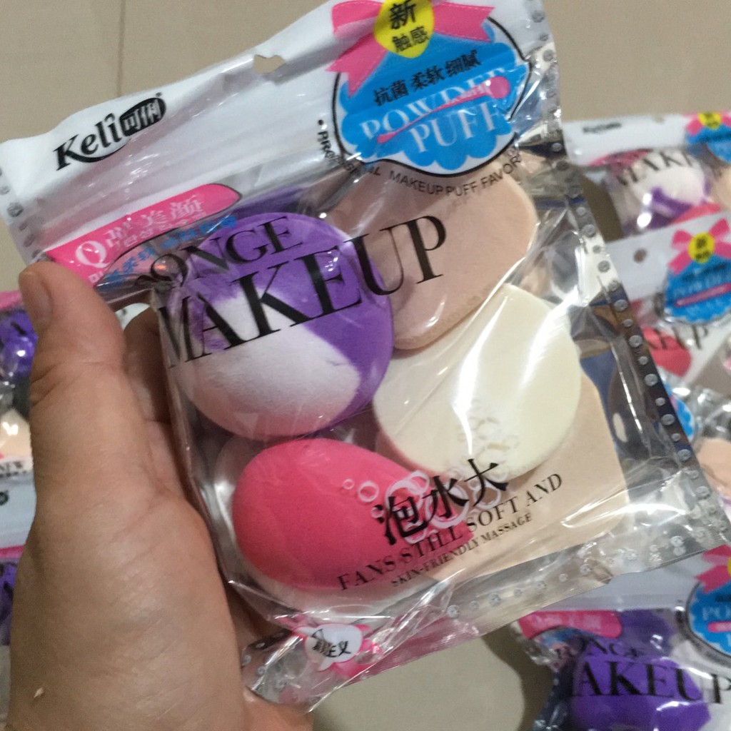 NO: 6577 Bộ 6 Bông phấn tán kem, trang điểm siêu tiện lợi Keli giao mẫu ngẫu nhiên