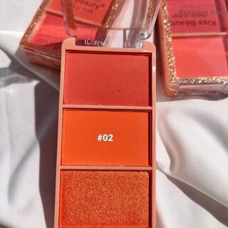 Má hồng 3 ô Kiss Beauty Peach Of Blush màu sắc trẻ trung, năng động, nhỏ gọn nội địa Trung | BigBuy360 - bigbuy360.vn
