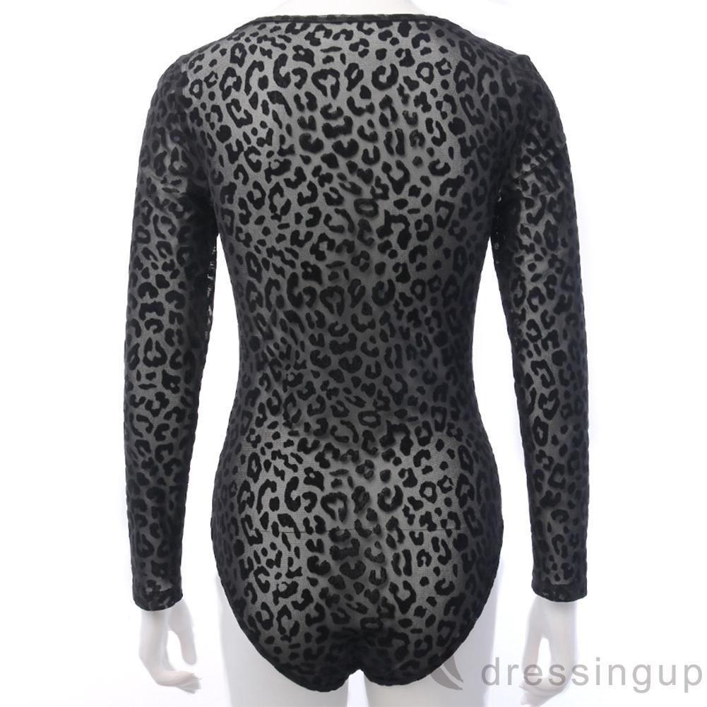 Áo liền quần tay dài in họa tiết da báo cho nữ