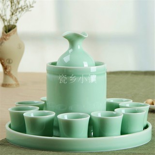 Bộ Đế Giữ Ấm Chai Rượu Bằng Gốm Sứ Kèm Khay Đựng