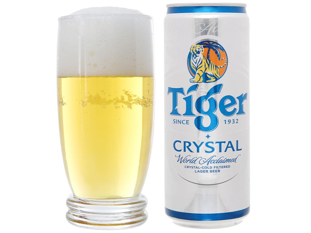 Thùng 24 lon bia Tiger Crystal 330ml/lon / Lốc 6 lon bia Tiger bạc 330ml