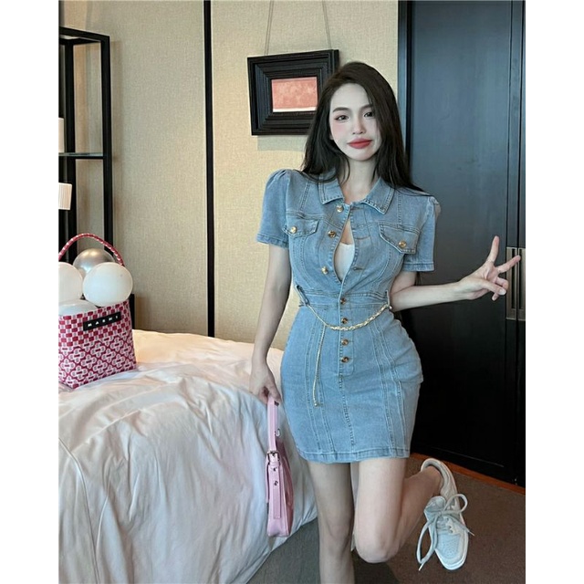ĐẦM JEANS BODY KÈM PHỤ KIỆN