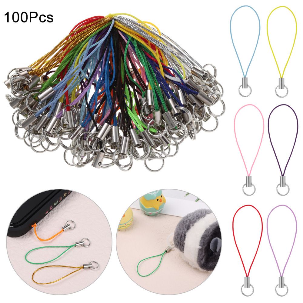 Set 100 Dây Móc Khóa / Điện Thoại Bằng Polyester Nhiều Màu Làm Đồ Thủ Công Diy