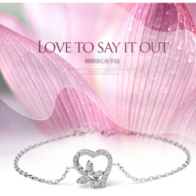 D182_ Lắc Tay Bạc Charm Trái Tim