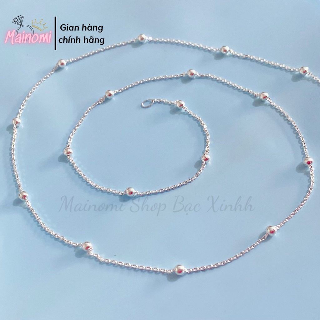 Dây chuyền bi mix không mặt MAINOMI chuẩn bạc ý sang xịn độc đáo
