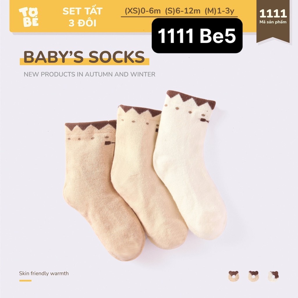 Set 3 đôi tất len ToBé siêu xinh, siêu đáng yêu cho bé