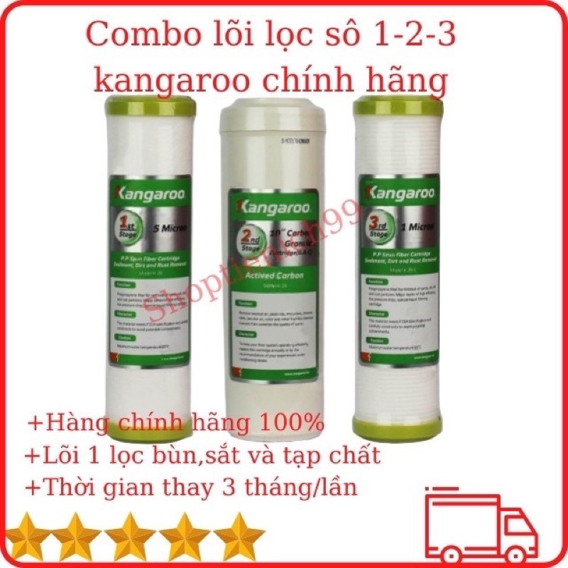 [CHÍNH HÃNG-RẺ VÔ ĐỊCH] Combo Lõi Lọc Nước Kangaroo 1-2-3 Chính Hãng Giá Rẻ Tại Hà Nội