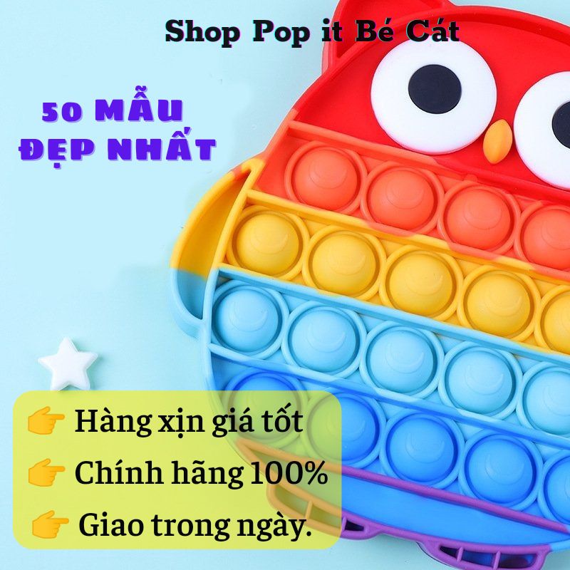 Pop It Chính Hãng Cao Cấp Silicon Cầu Vòng Đồ Chơi Bấm Bóng Dày Đẹp Vân Nổi Thư Giãn Xả Stress Shop BÉ CÁT