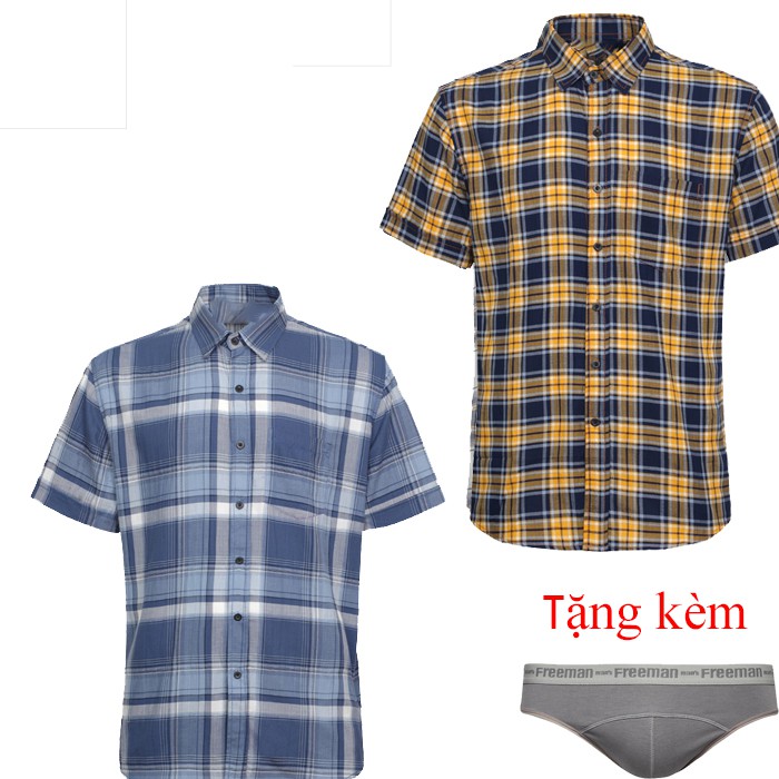 [Mã FAMALLT5 giảm 15% đơn 150K] Combo 2 áo sơ mi nam sọc caro cao cấp Gabo Fashion tặng quần lót nam SMIQL01