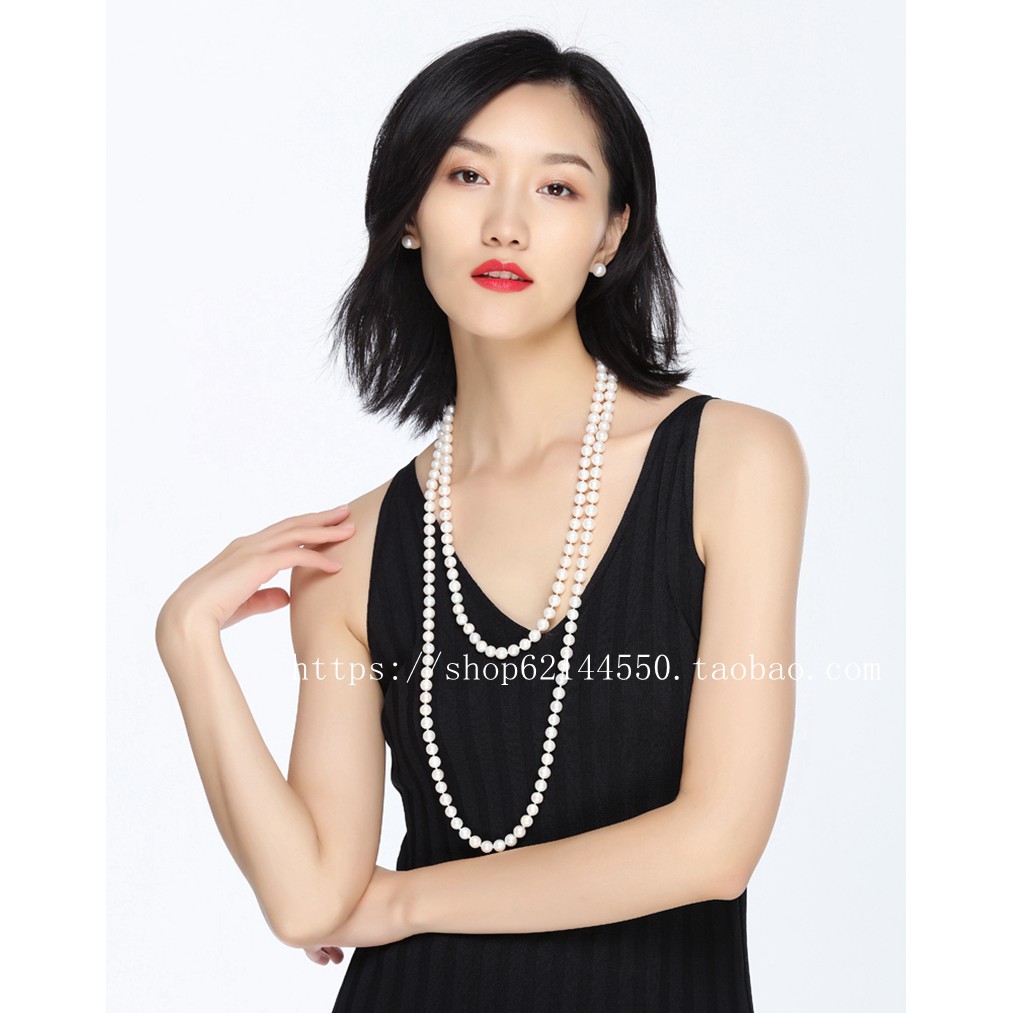 Pearl Necklace Neck Chain Multi-Circle Night Shanghai Head Show Dresses Cheongsam Accessories Audrey Hepburn With Long K