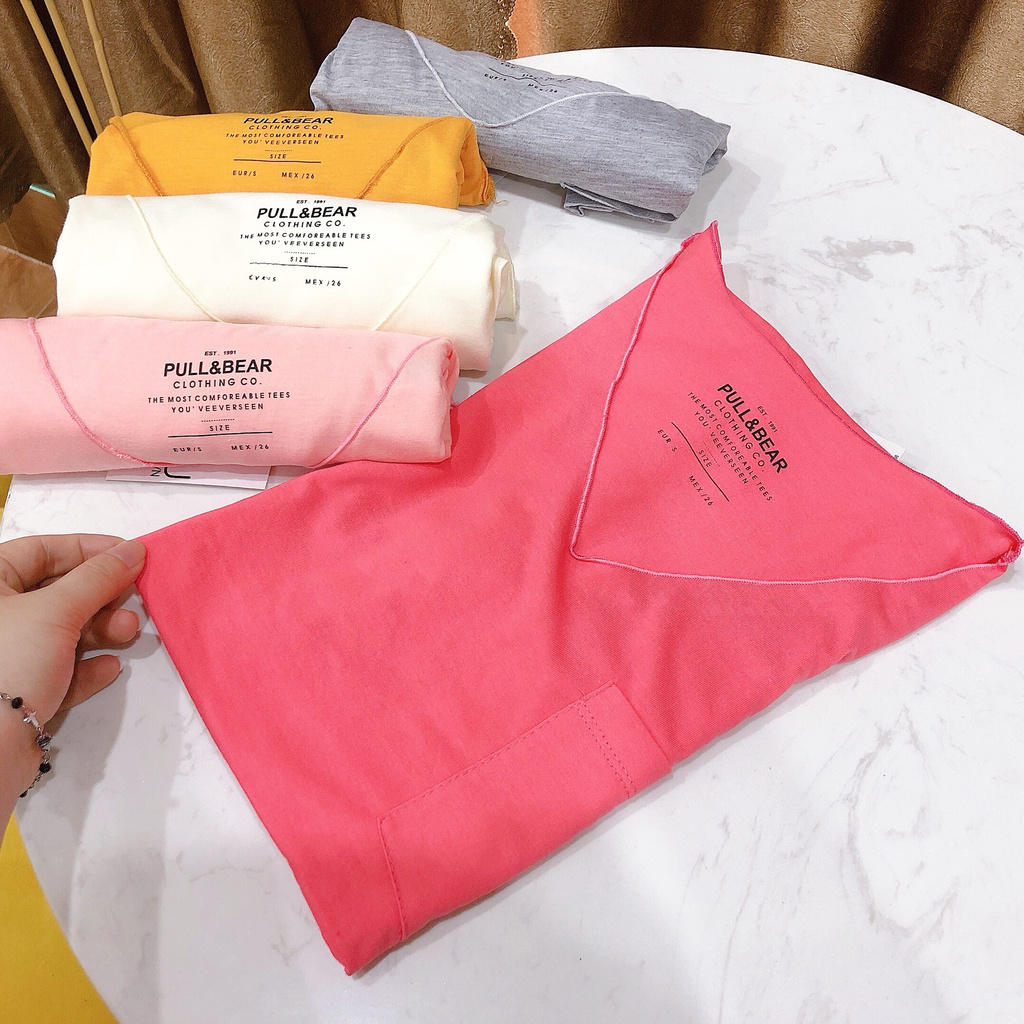 [Mã 11FASHIONSALE1 giảm 10k đơn 50k] Áo thun cổ tim túi nữ trơn nhiều màu chất vải đẹp mịn form vừa đẹp | BigBuy360 - bigbuy360.vn