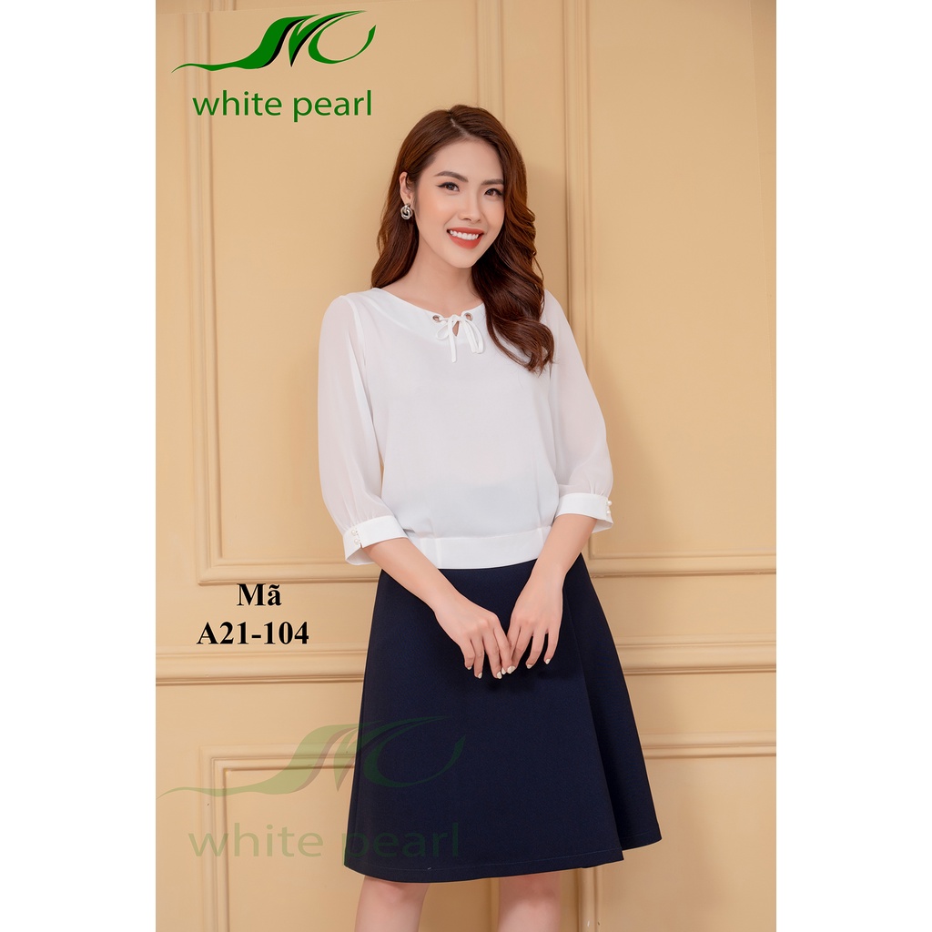 Áo sơ mi nữ công sở tay lỡ thời trang đẹp bo gấu cổ tròn tay lỡ voan chất liệu vải lụa hàn White Peal với 6 màu cơ bản