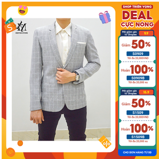 Áo vest nam màu xám sọc caro ôm body