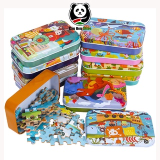 Tranh Xếp Hình 100 Mảnh Gỗ Hộp Sắt Cho Bé 4-10 Tuổi