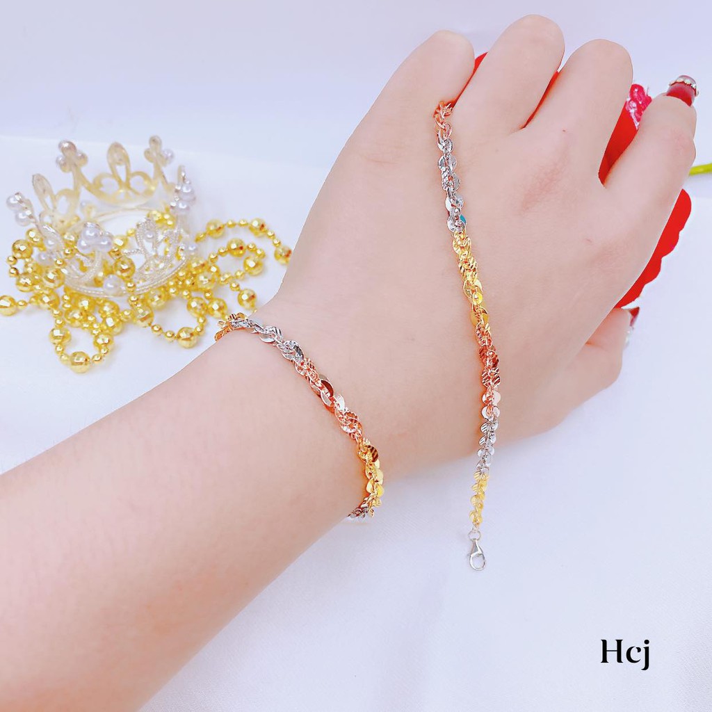 Hàng cao cấp lắc tay bạc ý s99 xi 3 mầu chất cho nữ