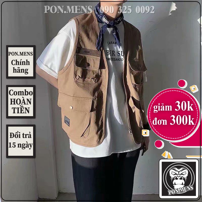 Áo gi lê màu nâu be unisex vải thô khóa cài nhựa phong cách Hàn Quốc Quảng Châu  Pon.mens hà nội hcm