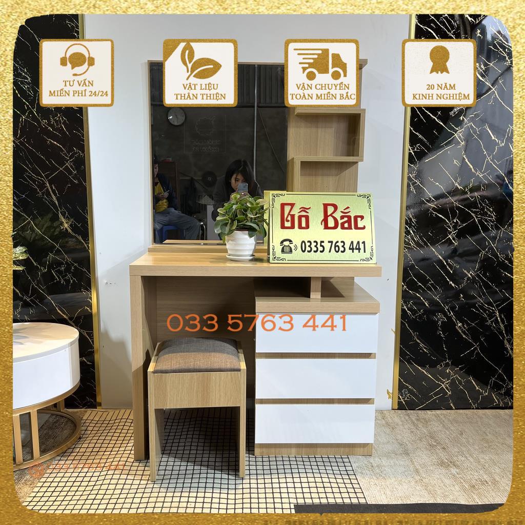 Ghế bàn trang điểm gỗ MDF phủ melamine nhập khẩu - hàng loại 1 bao dày dặn chắc chắn, gương soi nịnh mắt