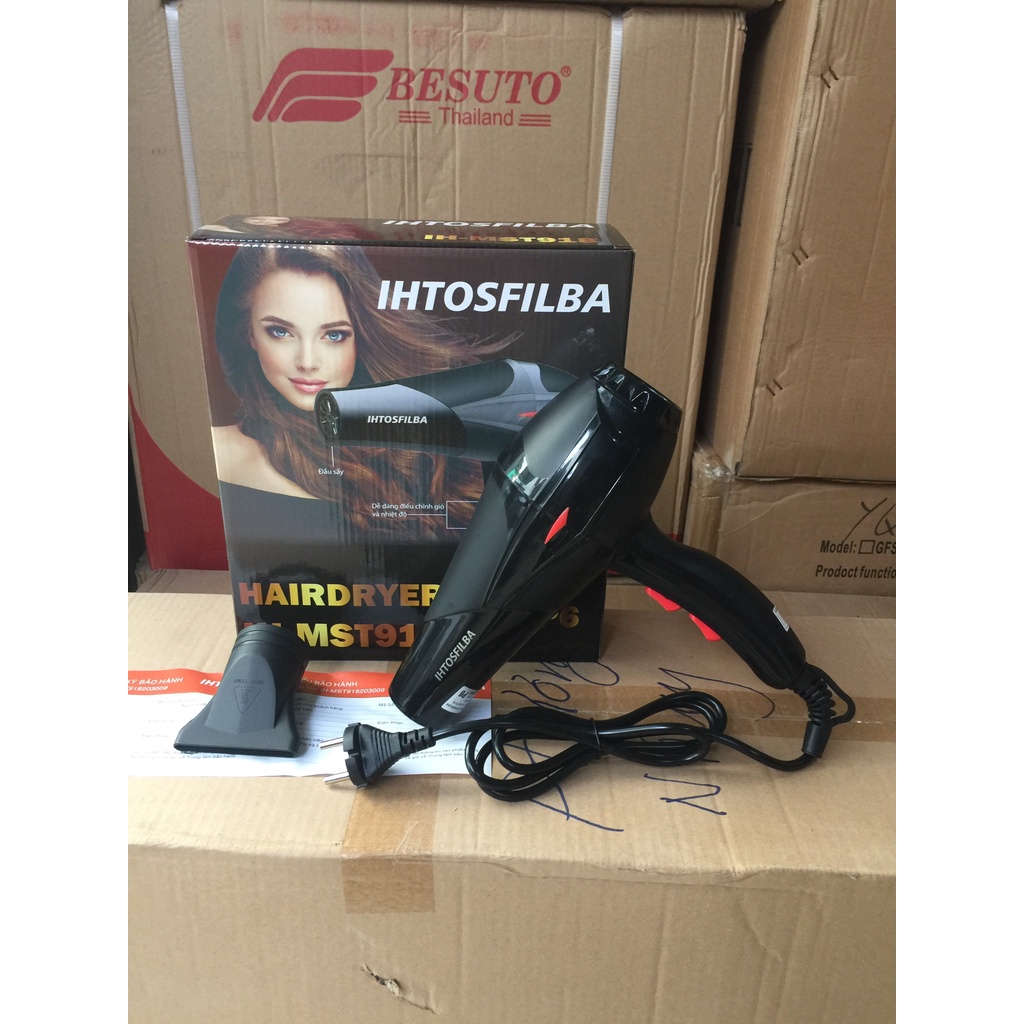 Máy Sấy Tóc IHTOSFILBA IH-MST918(P6) Tạo Kiểu 2 Chiều Nóng Lạnh Công Suất Lớn, Hàng chính hãng