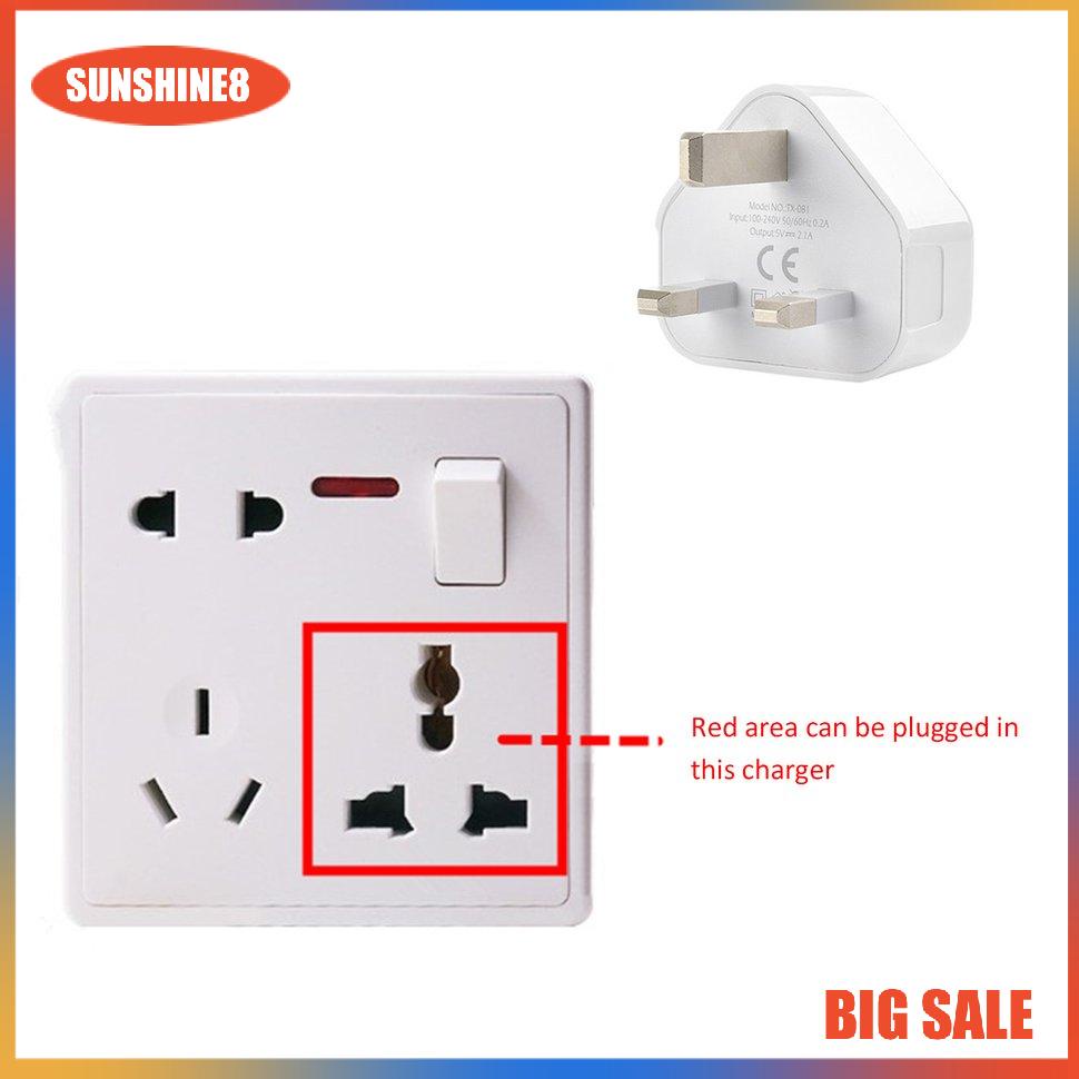 【SUN】[NEW]UK Mains Wall 3 Pin Plug Adaptor Charger Power With USB Ports For Phones