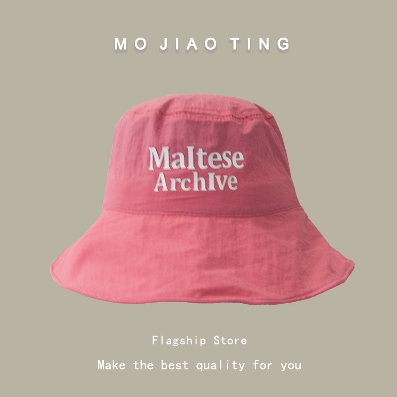 Mũ bucket mỏng rộng vành nhanh khô họa tiết chữ cái phong cách Nhật Bản thời trang mùa hè cho nữ