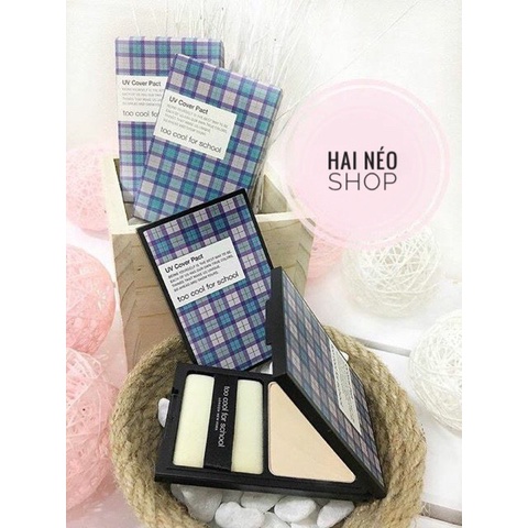 Phấn Phủ Kiềm Dầu Chống Nắng Nâng Tone Tự Nhiên Too Cool For School UV Cover Pact SPF50+/PA+++ (Hàn Quốc) | BigBuy360 - bigbuy360.vn