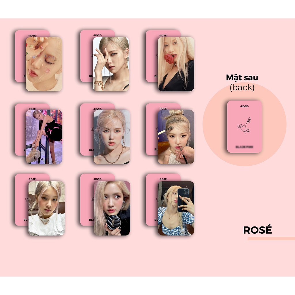 SET 9 CARD BLACKPINK ver hồng - Rosé Jennie Lisa Jisoo có chữ ký