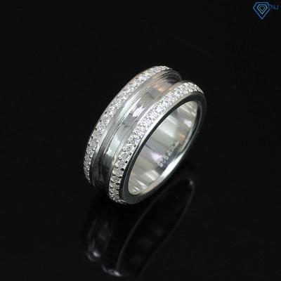 Nhẫn nam bạc thật đơn giản bản vừa đính đá NNA0215 Trang Sức TNJ
