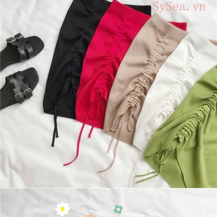 Chân Váy Dệt Kim Lưng Cao Thiết Kế Quyến Rũ Thời Trang Mùa Hè Dành Cho Nữ