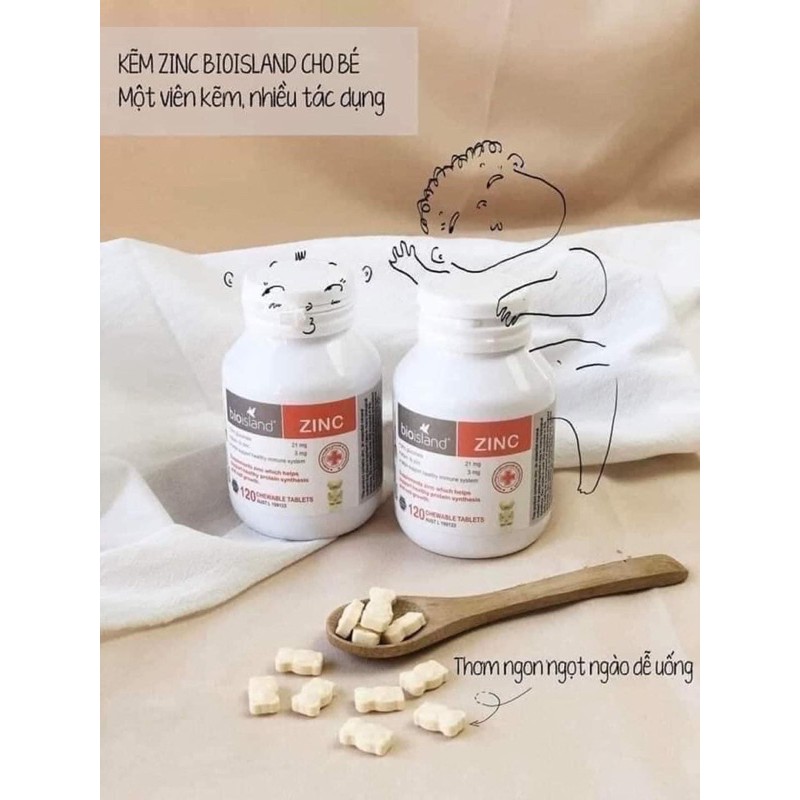 ZinC Bioisland bổ sung kẽm hình gấu cho bé lọ 120viên