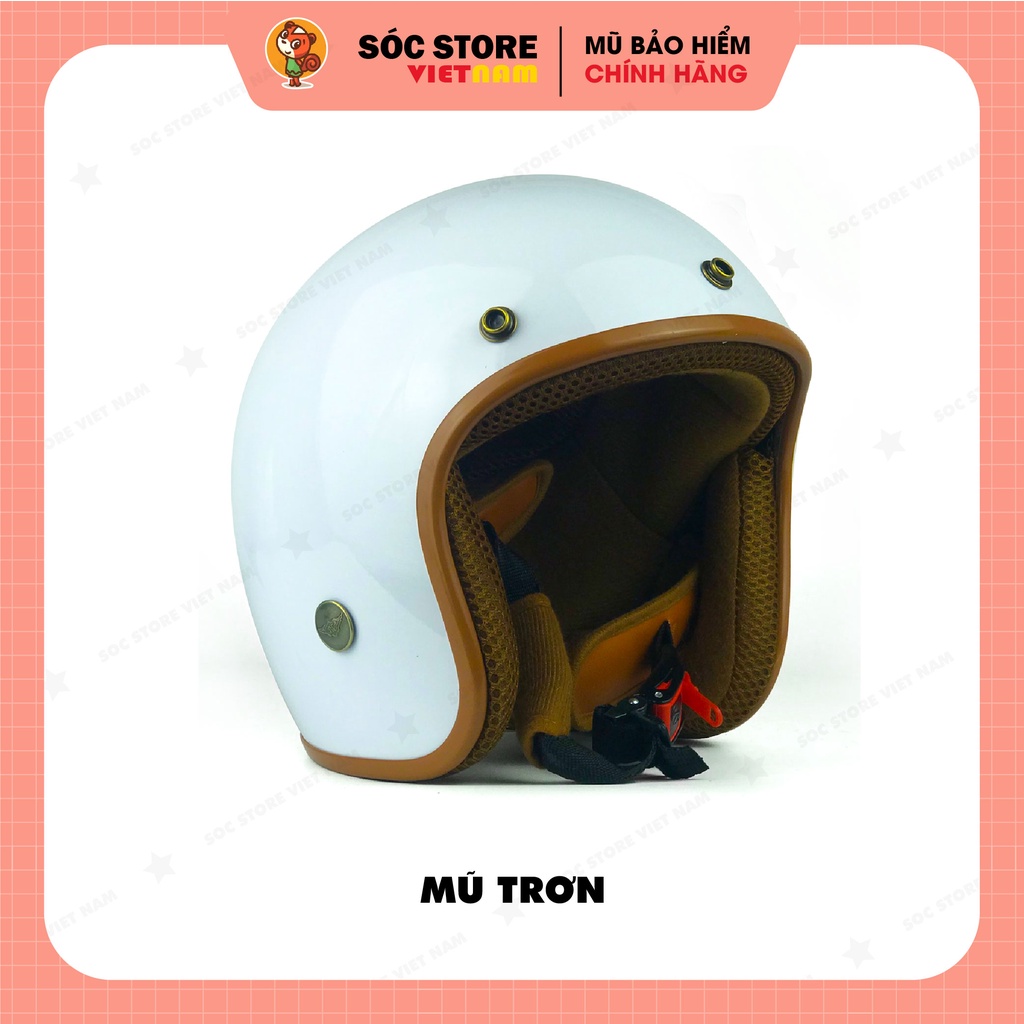 Mũ bảo hiểm 3 phần 4 chính hãng màu trắng Sóc Store, nón bảo hiểm 3 phần 4 nam nữ freesize