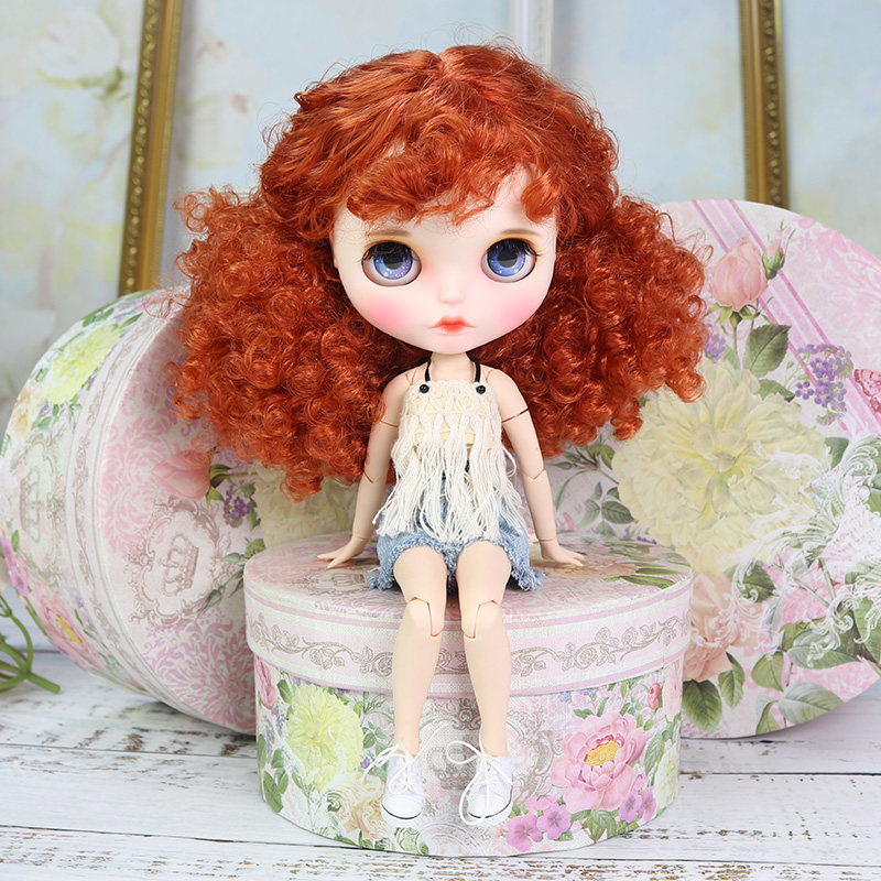 ICY DBS Little Doll Hand-painted Makeup Changed Baby Changed Makeup Finished Copper Red Curly Hair Joint Body Full Eyes Sleepy Eyes