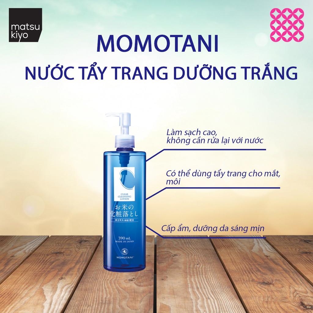 Nước tẩy trang dưỡng trắng Matsukiyo MOMOTANI white moisture clear cleasing lotion 390ml