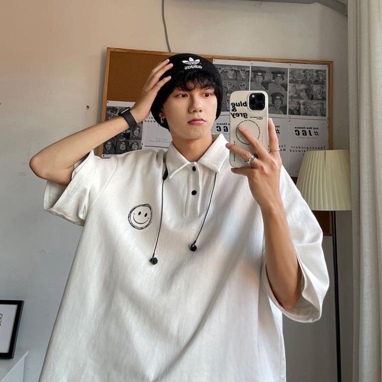 Áo polo tay lỡ,áo thun polo phong cách unisex hàn quốc nam nữ mặc cực chất