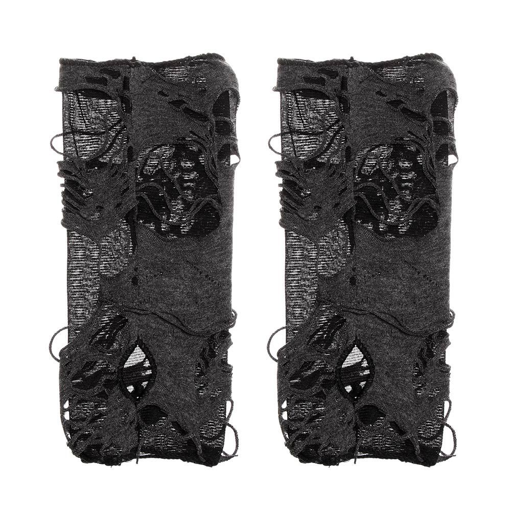 💋MAX 2 Pairs New Fashion Halloween Gloves Cosplay Party Hole Punk Mittens Women Masquerade Long Black Gothic Fingerless Beggar Style