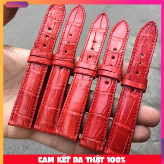 Dây đồng hồ da cá sấu màu đỏ( Trong lót da bò)