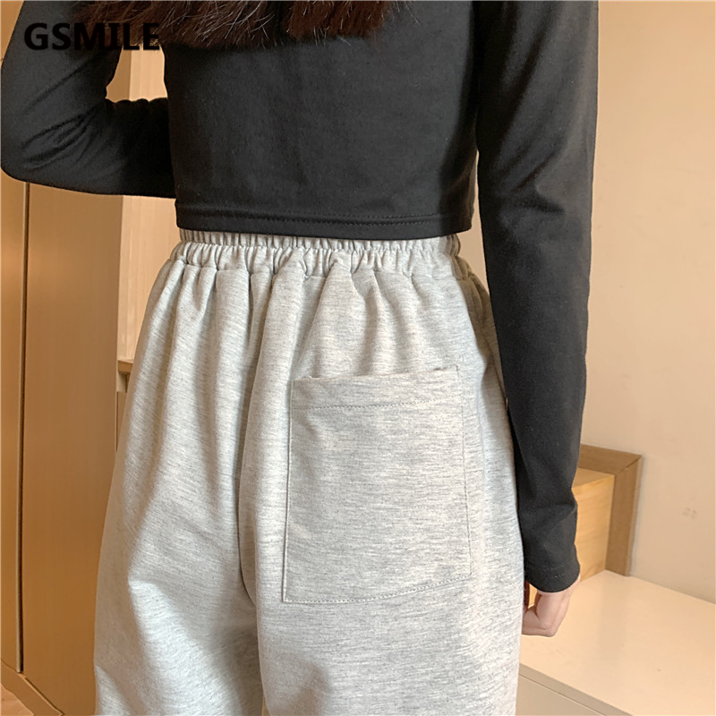 Quần Jogger Thể Thao Cotton Lưng Cao Ống Rộng Màu Sắc Đơn Giản Size S-4xl Cho Nữ | BigBuy360 - bigbuy360.vn