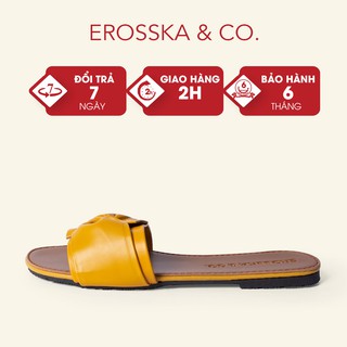 Dép đi biển thời trang Erosska 2021 phối nơ xoắn chéo màu vàng _ DE032