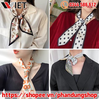 Khăn Lụa Buộc Tóc Quấn Túi Quàng Cổ Đa Năng Hàn Quốc Hottrend Size 100x8 cm