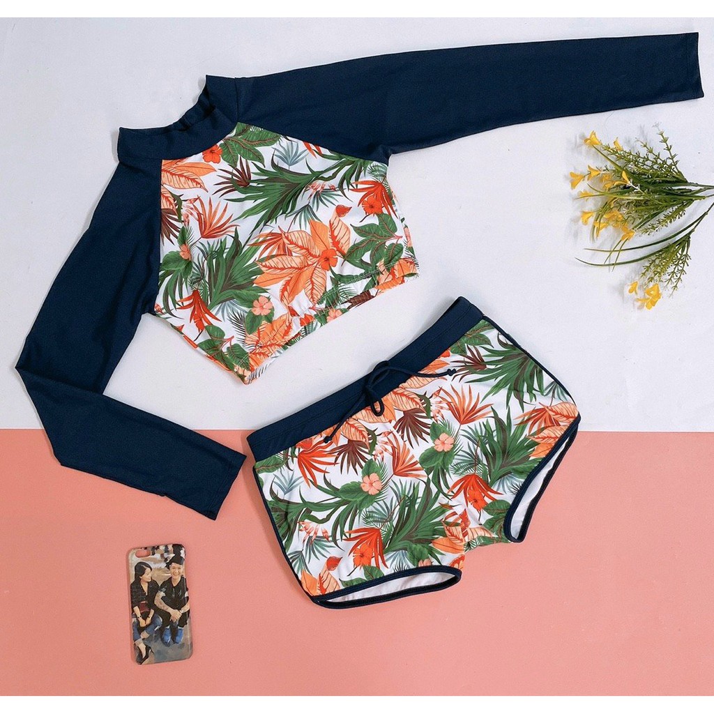 Bikini hai mảnh đẹp họa tiết hoa dài tay- 2 kiểu ( Ảnh chụp thật 100%) | BigBuy360 - bigbuy360.vn