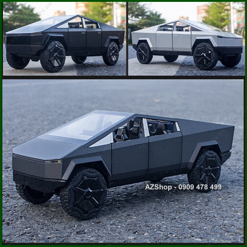 Mô Hình Kim Loại Xe Bọc Thép Tesla CyberTruck Kèm Motor - Tỉ Lệ 1:24