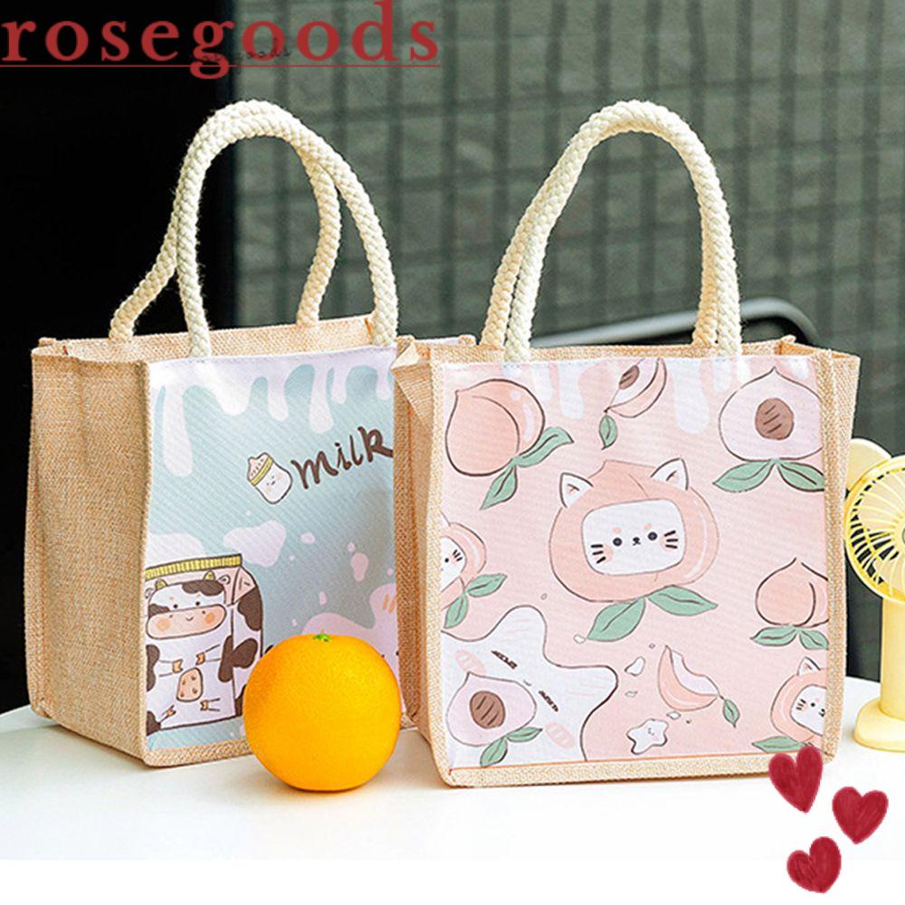 Túi Tote Xách Tay Có Dây Kéo In Hình Hoạt Hình Dễ Thương