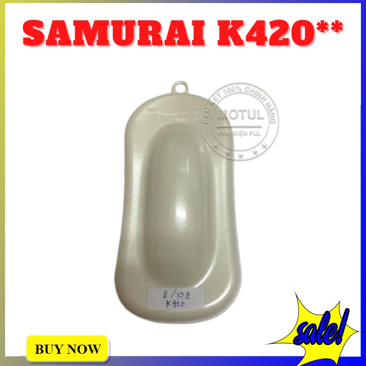 Combo 4 sơn xịt Samurai màu trắng ngọc (gồm K420 - UCH210 - 2/102 - K1K - Giấy nhám P800)