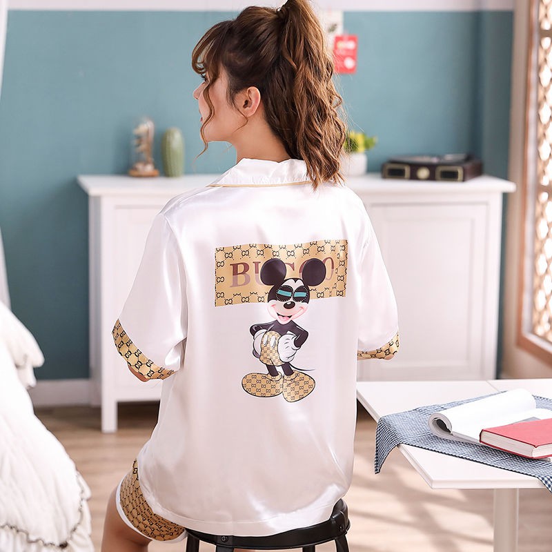 Bộ Đồ Ngủ Lụa Tay Ngắn Kiểu Dáng Quyến Rũ Cho Nữ | BigBuy360 - bigbuy360.vn