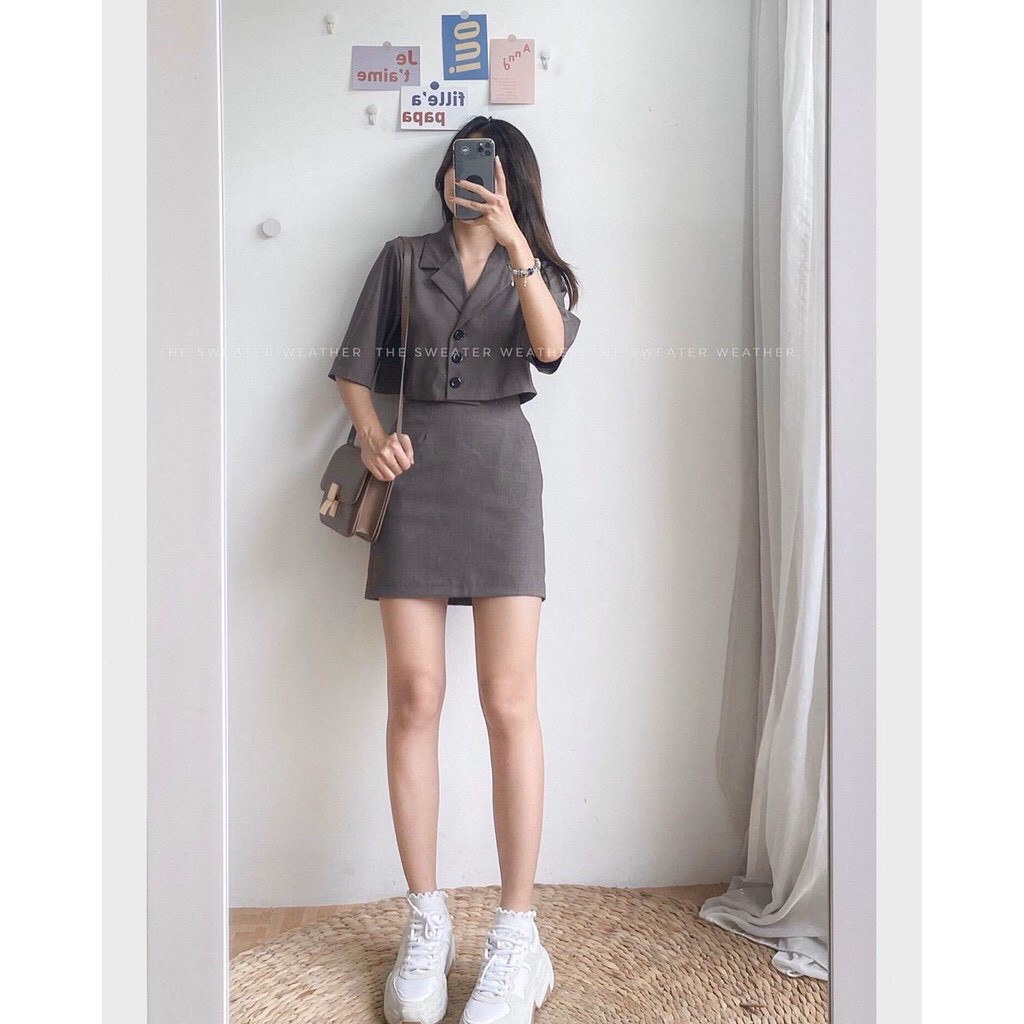 SET ÁO VEST CRTOP+ CHÂN VÁY  HÀNG THIẾT KẾ CHẤT DÀY DẶN