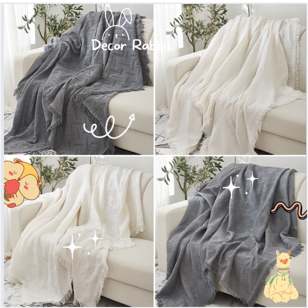 (CAO CẤP) Khăn trải bàn, Thảm phủ ghế Sofa phong cách Bắc Âu Màu Trơn Sang Trọng