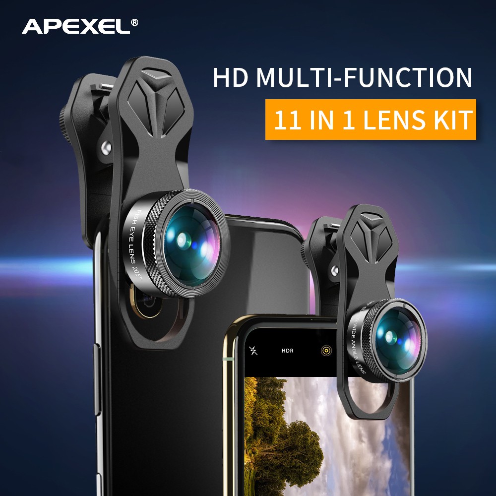Bộ lens,ống kính Apexel 11 in1 dành cho điện thoại,cực nhiều hiệu ứng